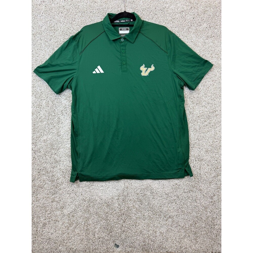 Adidas USF South Florida Bulls Polo Shirt Men's XL Green NCAA Golf Performance